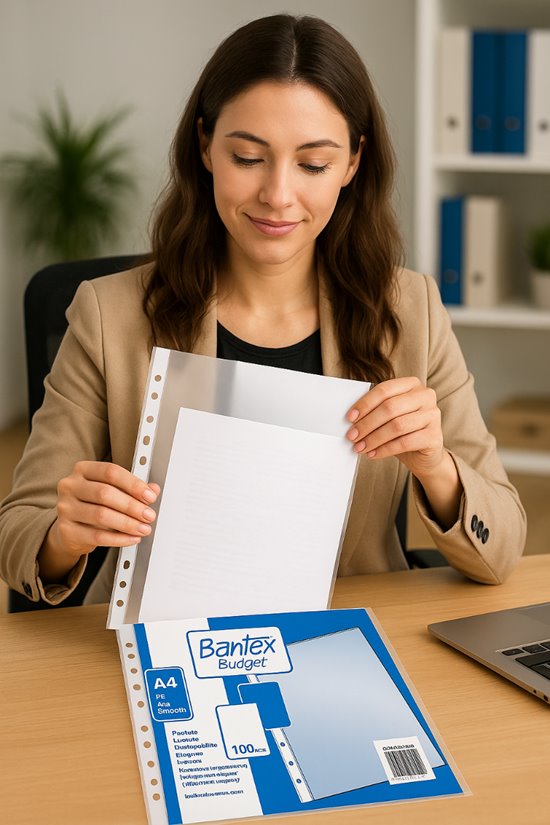 KOSZULKI NA DOKUMENTY KRYSTALICZNE A4 BANTEX 40MIC op. 100 szt.