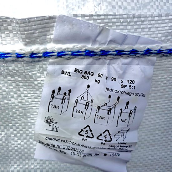 Worek na gruz, odpady, materiały budowlane BIG BAG 90X90X120 cm z kołnierzem - 1 szt.