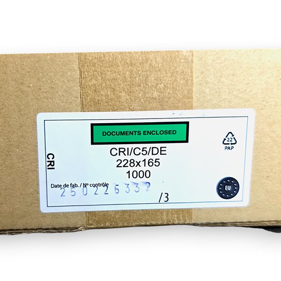 DOKLEJKA PAPIEROWA C5 ECO NADRUK DOCUMENTS ENCLOSED op. 100 szt.