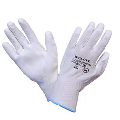 RĘKAWICE POWLEKANE POLIURETANEM PU1001 BIAŁE ROZMIAR XL/9