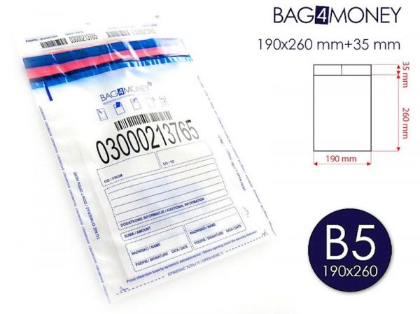 Koperta bezpieczna BAG4MONEY B5 - transparentna - (50szt.) (2584)