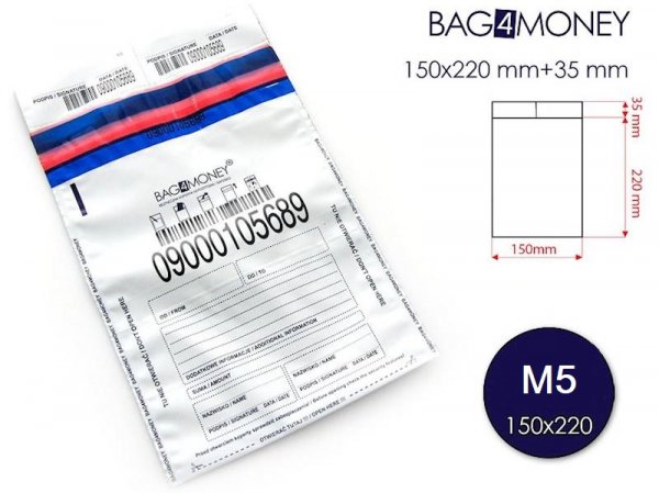 Koperta bezpieczna BAGFORMONEY M5 - biała - (50szt.) (2528)