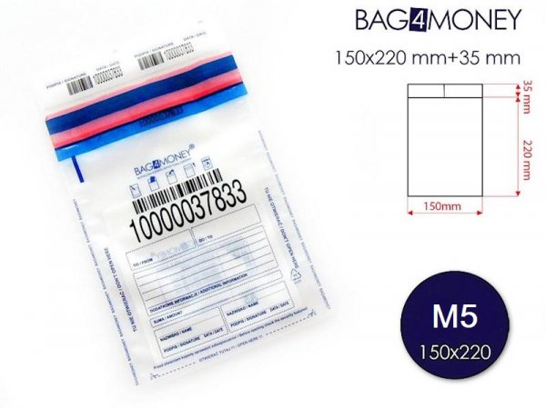 Koperta bezpieczna BAG4MONEY M5 - transparentna - (50szt.) (2582)